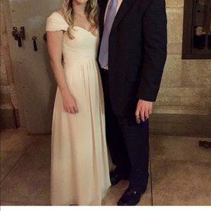 Bill levkoff champagne bridesmaid dress